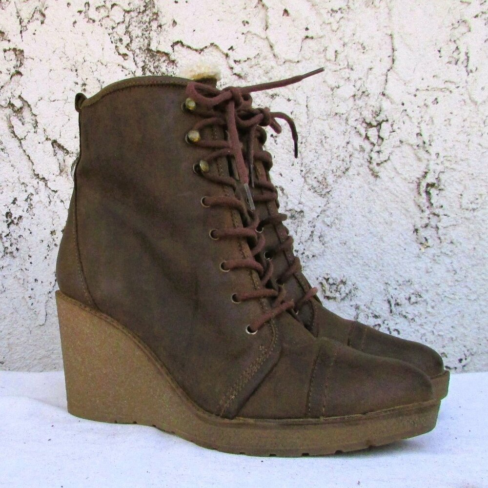 Aldo brown leather platform ankle boots 38